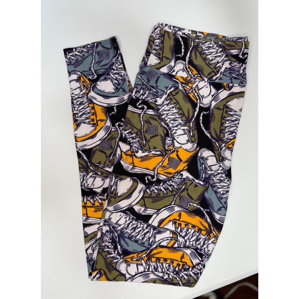 LULAROE Sz Tall Curvy Purple Yellow  High Top Tennis Shoes Vintage | EUC